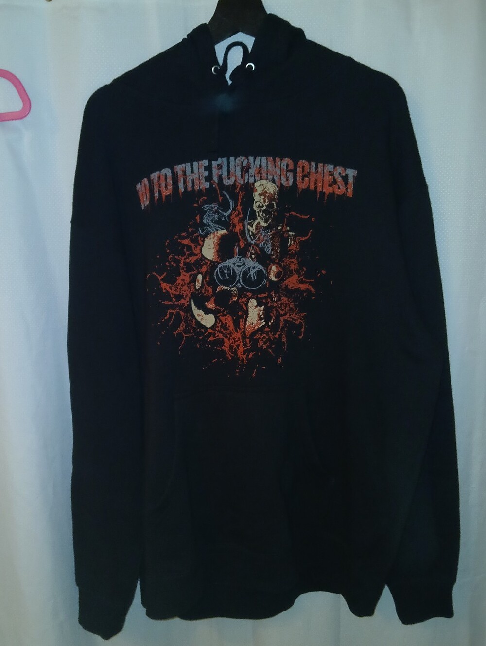 Black, Red and White 10 To The Chest Band Merch Hoodie, Size XL Unisex